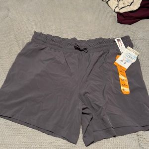 Costco Shorts XXL Purple/Grey Paper bag waistband NWT